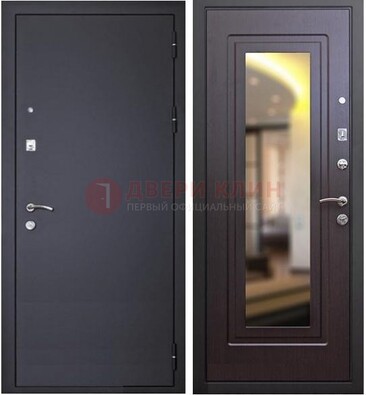 Черная железная дверь с зеркалом ДЗ-30 в Сертолово