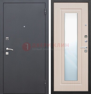 Черная входная дверь с зеркалом МДФ внутри ДЗ-31 в Сертолово