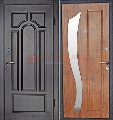 Темная железная дверь с зеркалом ДЗ-35 в Сертолово