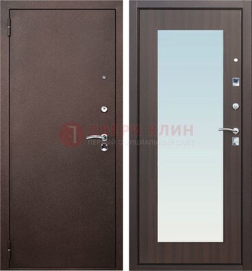 Коричневая входная дверь с зеркалом МДФ внутри ДЗ-40 в Сертолово