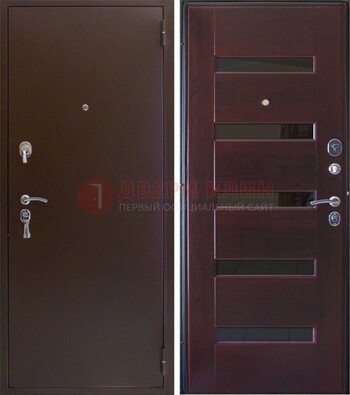 Темная железная дверь с зеркалом ДЗ-42 в Сертолово