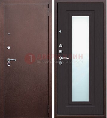 Коричневая металлическая дверь с зеркалом ДЗ-43 в Сертолово