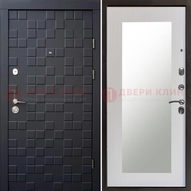 Черная стальная дверь МДФ и зеркалом ДЗ-50 в Сертолово