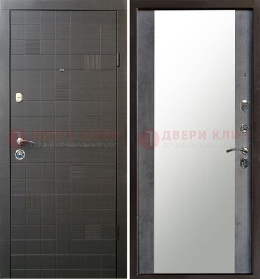 Темная железная филенчатая дверь с зеркалом ДЗ-53 в Сертолово