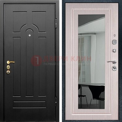 Темная стальная дверь с МДФ Капучино и зеркалом ДЗ-55 в Сертолово