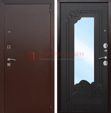 Входная дверь с порошковым напылением Медный антик/Венге с зеркалом ДЗ-64 в Сертолово