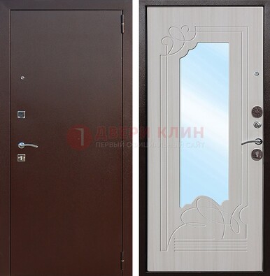 Стальная дверь с порошковым покрытием с резной МДФ и зеркалом ДЗ-66 в Сертолово