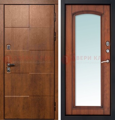 Белая филенчатая дверь с фрезерованной МДФ и зеркалом ДЗ-81 в Сертолово