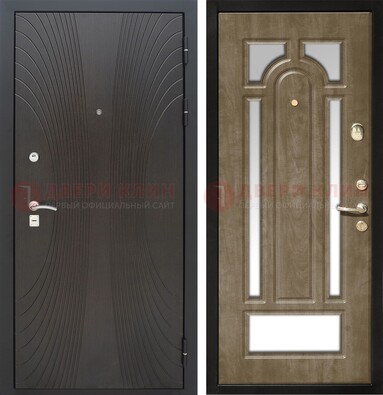 Темная металлическая дверь МДФ с различными зеркальными вставками внутри ДЗ-82 в Сертолово