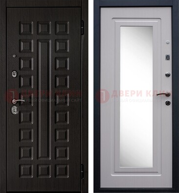 Металлическая дверь с белыми МДФ и зеркалом ДЗ-83 в Сертолово