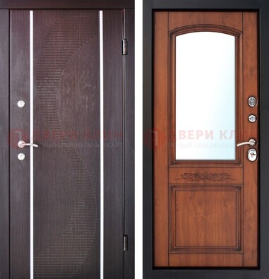 Входная дверь с МДФ и МДФ внутри с зеркалом ДЗ-88 в Сертолово