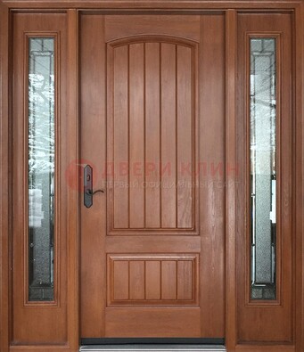 Стальная дверь с массивом дуба и витражом для дома ВЖ-17 в Сертолово