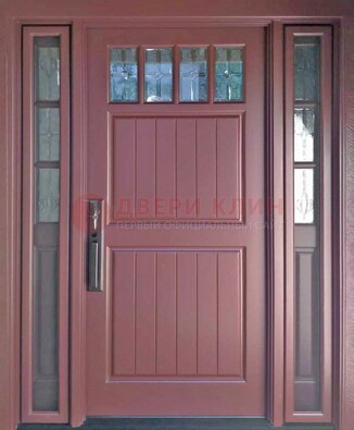 Входная дверь с массивом с фрамугами и витражом ВЖ-19 в Сертолово